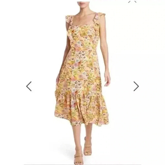 BCBGeneration Ruffle Floral print midi dress sz M - Picture 6 of 7